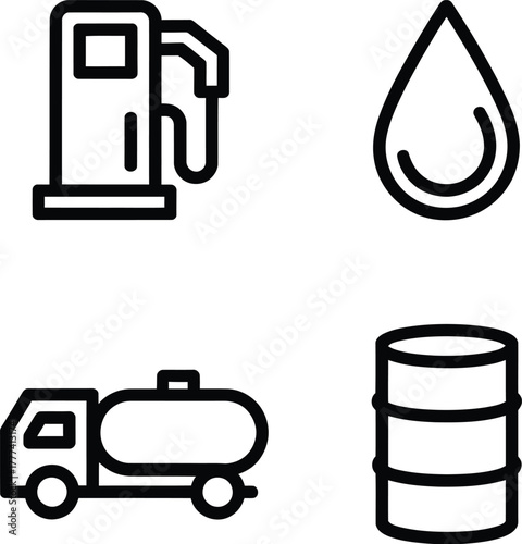 Petrol Outline Petroleum Fuel Gas Station Icon Vector