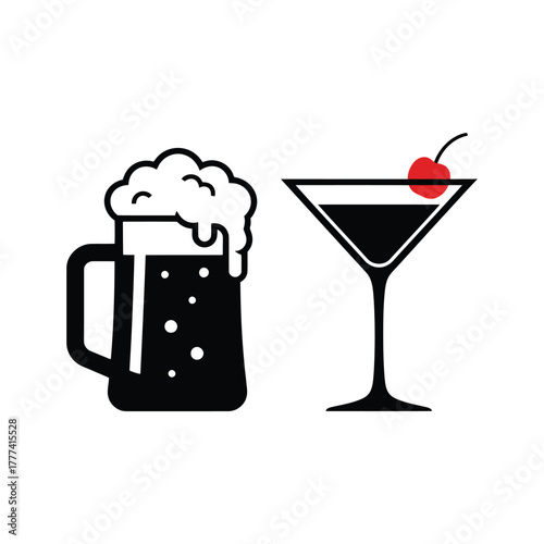 Beer mug and cocktail glass