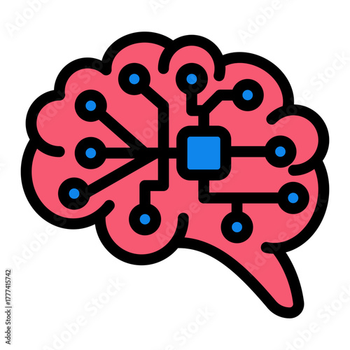 Brain Filled Icon | AI, Intelligence, and Creative Thinking Vector Illustration for Web, App, and Education Design