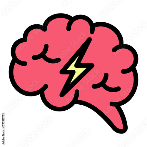 Brain Filled Icon | AI, Intelligence, and Creative Thinking Vector Illustration for Web, App, and Education Design