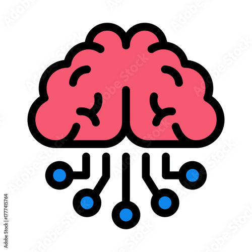 Brain Filled Icon | AI, Intelligence, and Creative Thinking Vector Illustration for Web, App, and Education Design