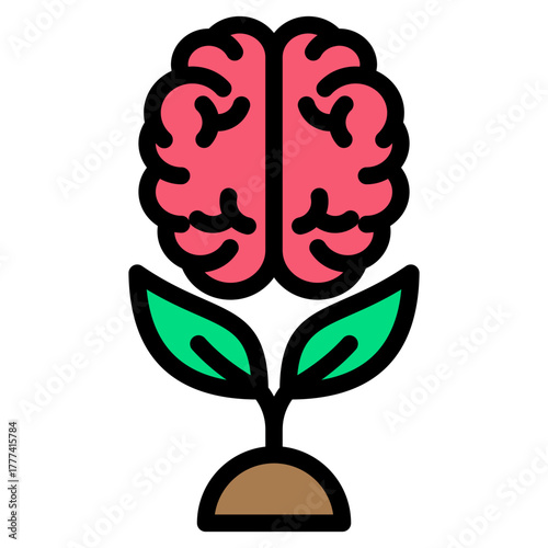 Brain Filled Icon | AI, Intelligence, and Creative Thinking Vector Illustration for Web, App, and Education Design