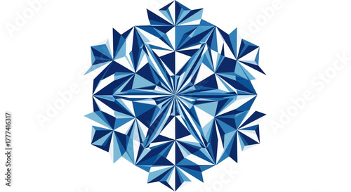 Intricate geometric pattern featuring a symmetrical arrangement of blue polygons