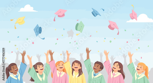 Graduation Caps Tossed in the Air Celebrating Academic Achievement and New Beginnings