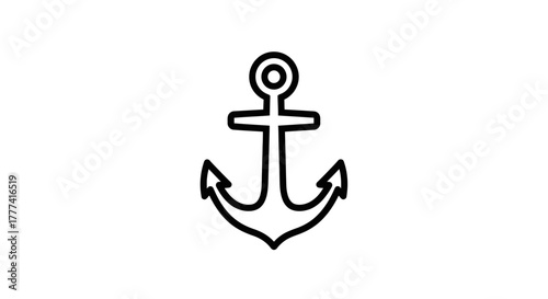 Minimalist Maritime Icon: Black and White Anchor Symbol Illustrating Seafaring Tradition
