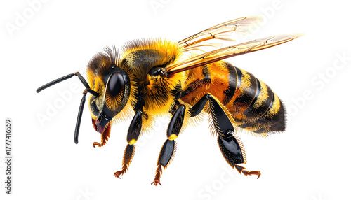 Striking close-up of a bee with translucent wings