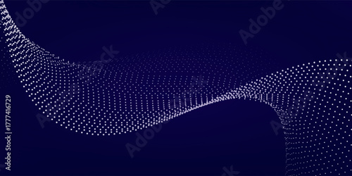 Purple background with many glowing particles. Information digital modern particles line dot simple art good wave abstract flowwing