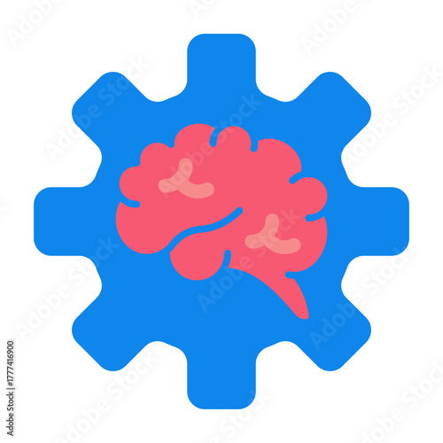 Brain Flat Icon | AI, Intelligence, and Creative Thinking Vector Illustration for Web, App, and Education Design