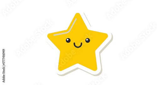 Adorable yellow star with a cute smiling face, a whimsical and cheerful design