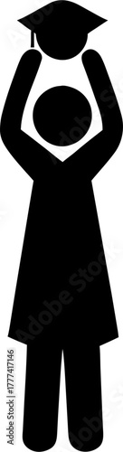 Students and Celebration Silhouette Vector | Graduation Party Crowd Outline Clipart