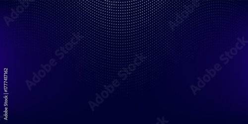 Purple background with many glowing particles. Information digital modern particles line
