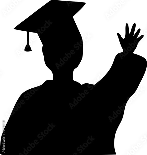 Students and Celebration Silhouette Vector | Graduation Party Crowd Outline Clipart