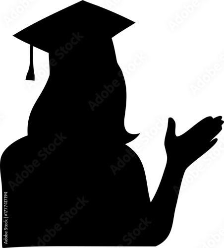 Students and Celebration Silhouette Vector | Graduation Party Crowd Outline Clipart