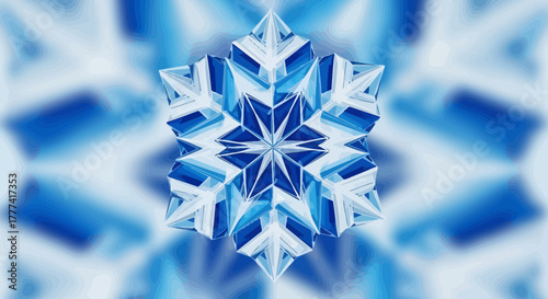 Intricate blue and white geometric starburst pattern with captivating symmetrical details a modern