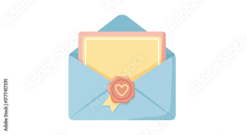 Pastel letter with a heart seal, conveys tender affection and heartfelt correspondence