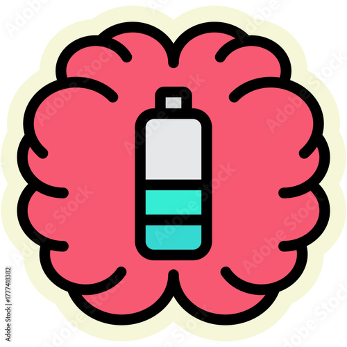 Brain Sticker Icon | AI, Intelligence, and Creative Thinking Vector Illustration for Web, App, and Education Design