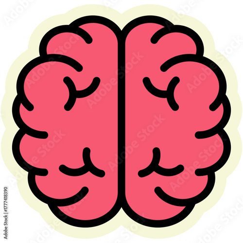 Brain Sticker Icon | AI, Intelligence, and Creative Thinking Vector Illustration for Web, App, and Education Design