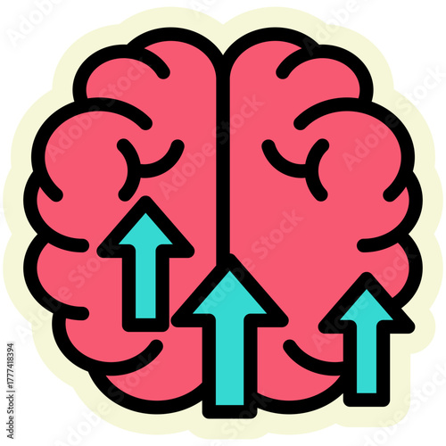 Brain Sticker Icon | AI, Intelligence, and Creative Thinking Vector Illustration for Web, App, and Education Design
