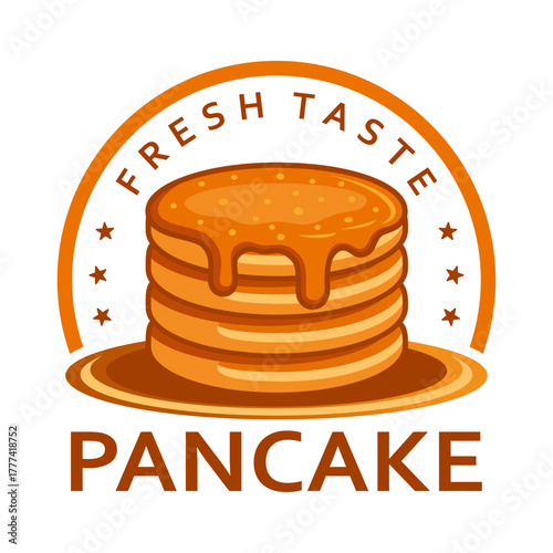 Pancakes logo vector illustration template. Simple design in circle