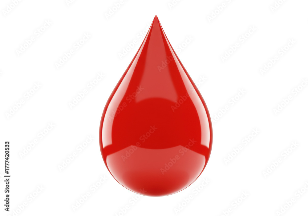 Fototapeta premium Isolated Red Liquid Drop, Graphic Design Element for Medicine, Science, or Blood Donation