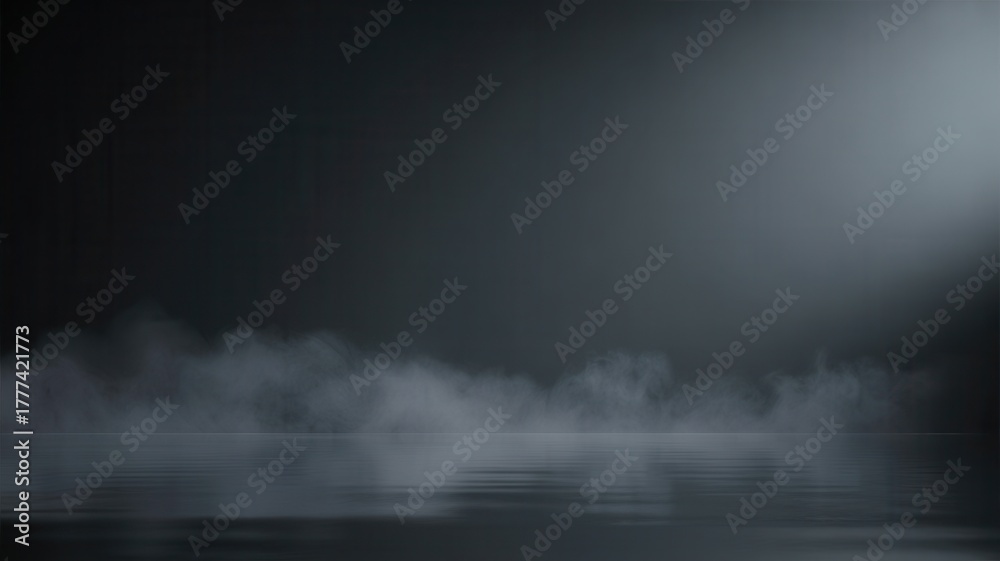 Naklejka premium Dark moody stage with dramatic spotlight and fog