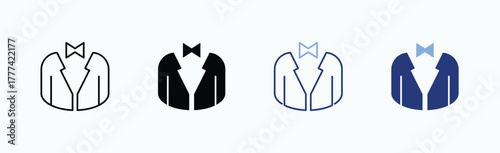 Groom Suit Icon Sheet Multiple Style Collection Isolated Vector