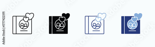 Book Icon Sheet Multiple Style Collection Isolated Vector