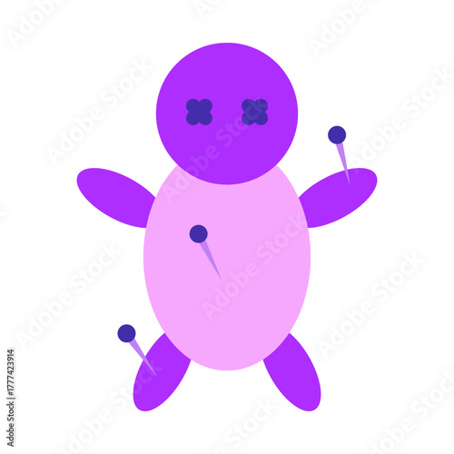 Voodoo Doll Flat Icon | Boho Magic and Celestial Elements for Spiritual and Halloween Designs