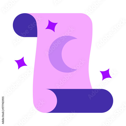 Magic Scroll Flat Icon | Boho Magic and Celestial Elements for Spiritual and Halloween Designs
