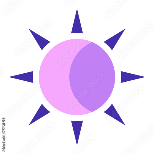 Moon and Sun Flat Icon | Boho Magic and Celestial Elements for Spiritual and Halloween Designs