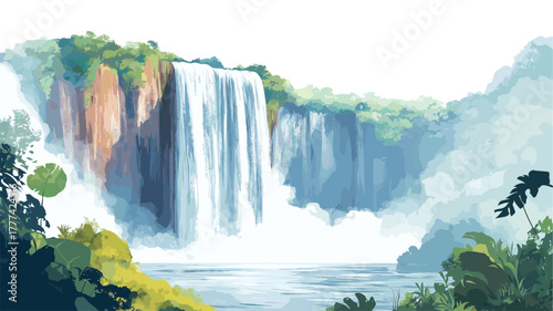 Angel Falls. Angel Falls hand drawn watercolor illustration