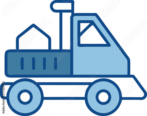 Blue construction truck icon with load on white background vehicle transport