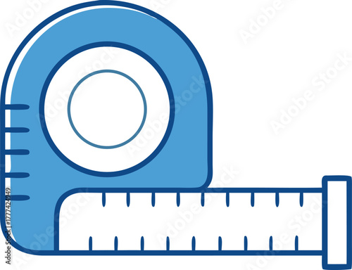 Blue measuring tape icon with white background ruler tool