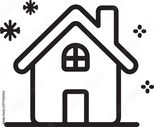 Outline house icon with sparkles home security and real estate
