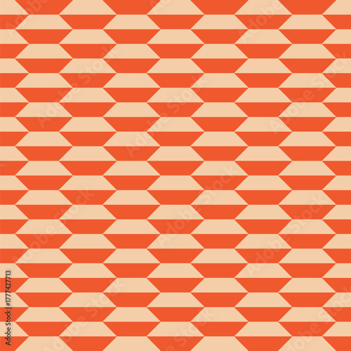 Pattern created from orange and beige isosceles trapezoids