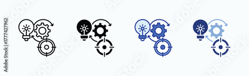 Workflow icon sheet multiple style collection isolated vector