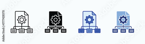 Framework icon sheet multiple style collection isolated vector