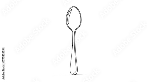 Single line drawing spoon minimalist kitchen utensil outline design