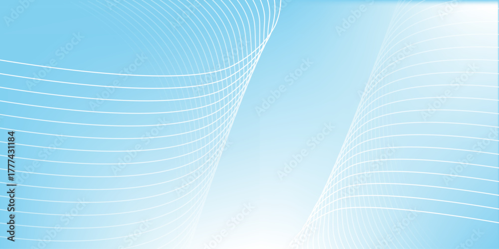 Fototapeta premium Blue and white gradient abstract background with modern and futuristic wavy line digital elements. Simple curved wavy line design for covers, banners, presentations, and certificates.