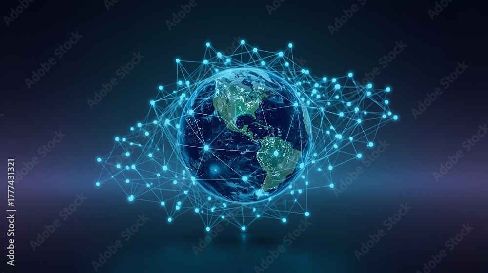 Fototapeta premium abstract blue background with globe