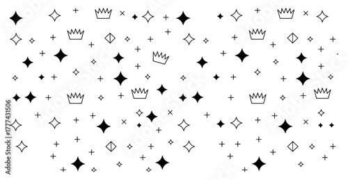 Whimsical Gem and Crown Pattern In Varius Style