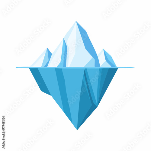 Cartoon Illustration of a Floating Iceberg in Blue Tones.