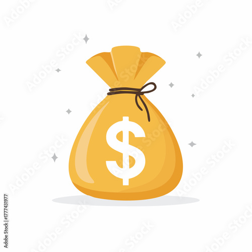 Cartoon Illustration of a Money Bag with Dollar Sign.