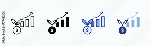Profit growth icon sheet multiple style collection isolated vector