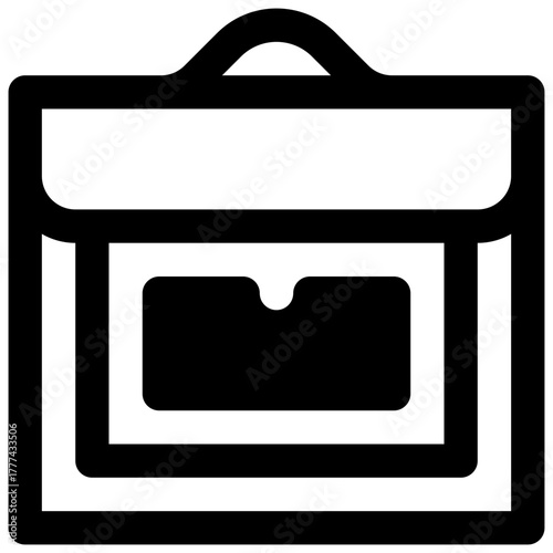 Food delivery bag. Outlined stroke vector icon with black-filled details.
