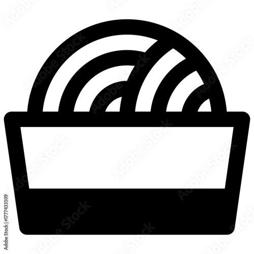 Noodles. Outlined stroke vector icon with black-filled details.