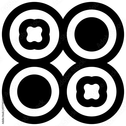 Sushi. Outlined stroke vector icon with black-filled details.