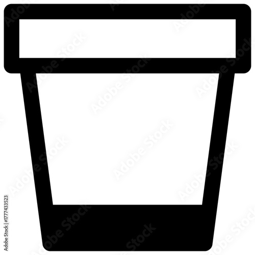 Soup container. Outlined stroke vector icon with black-filled details.