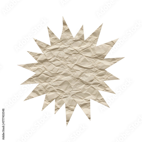 Crinkled starburst shape isolated on transparent background