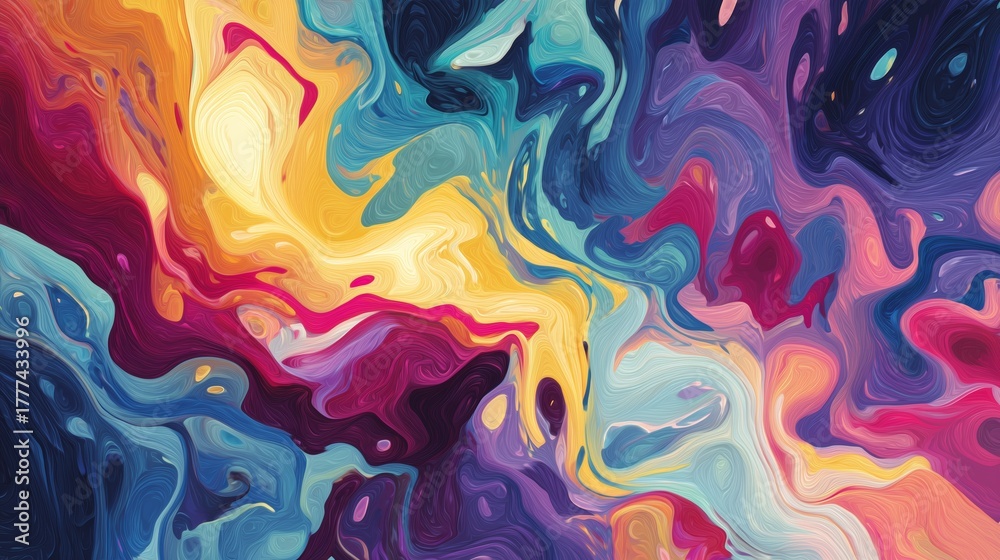 Fototapeta premium Abstract pattern of colorful liquid shapes, flowing organic motion background